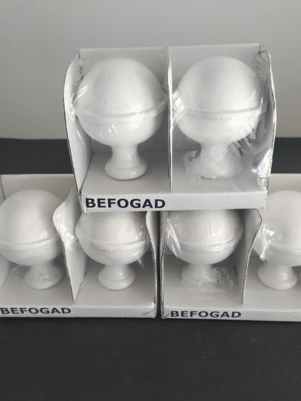 NWT 3 Sets IKEA BEFOGAD Finials White for Curtain Rod 903.147.51